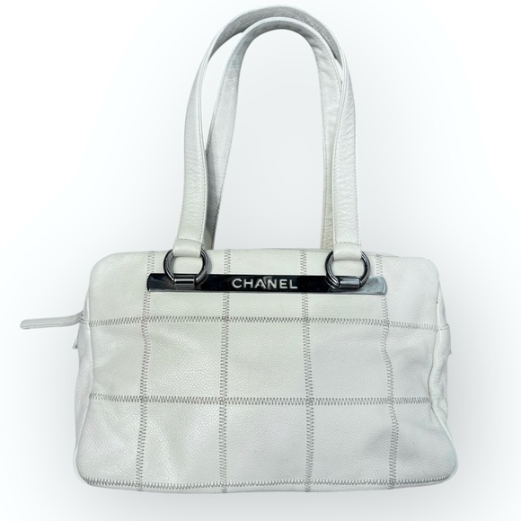 CHANEL 2003/04 Coco Bar Caviar Quilted Leather LAX Bowler/Shoulder Bag, Ivory - Picture 2 of 16